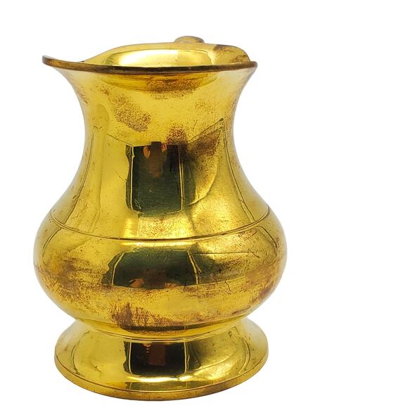 Brass Pitcher Small Creamer Vase Handle Rustic Farmhouse Vintage Home Decor - Picture 10 of 10